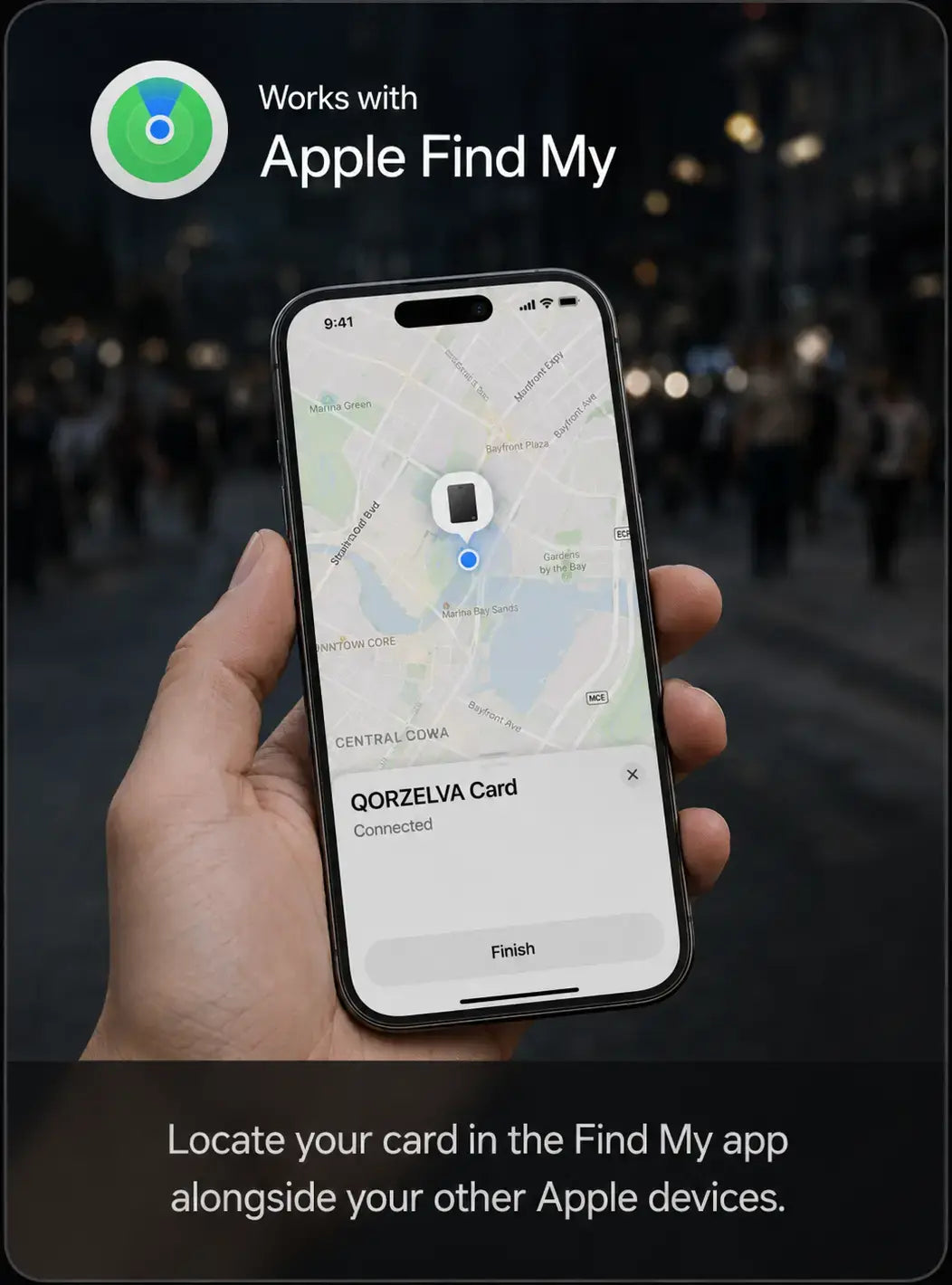 QORZELVA card working with Apple Find My