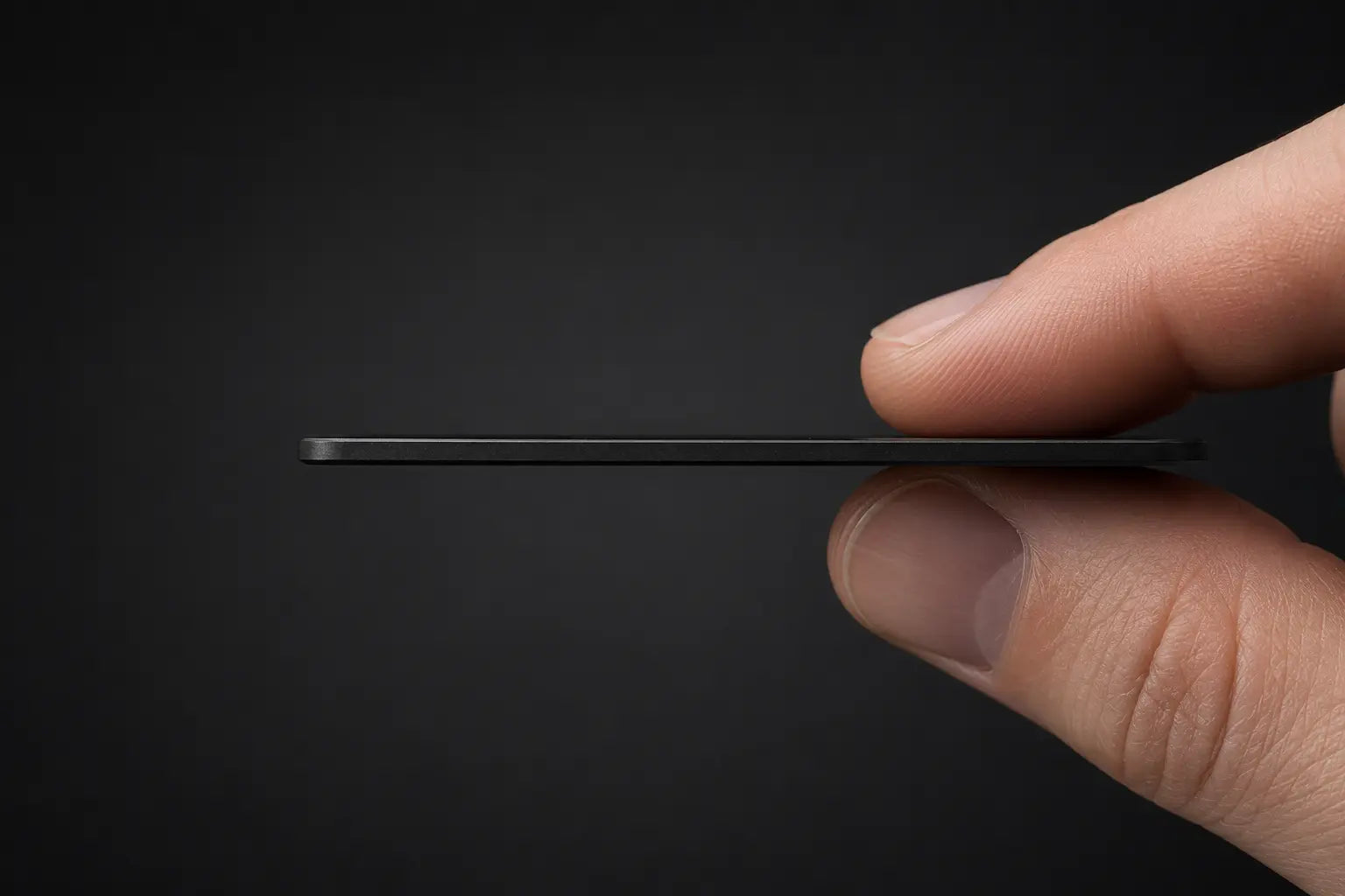 Side view showing the card's slim profile